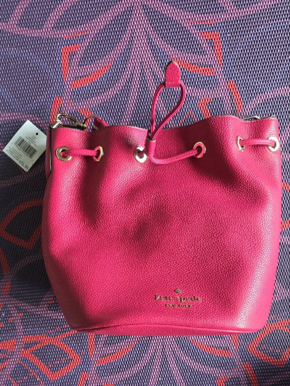 kate spade rosie pebbled leather bucket shoulder bag - deep red